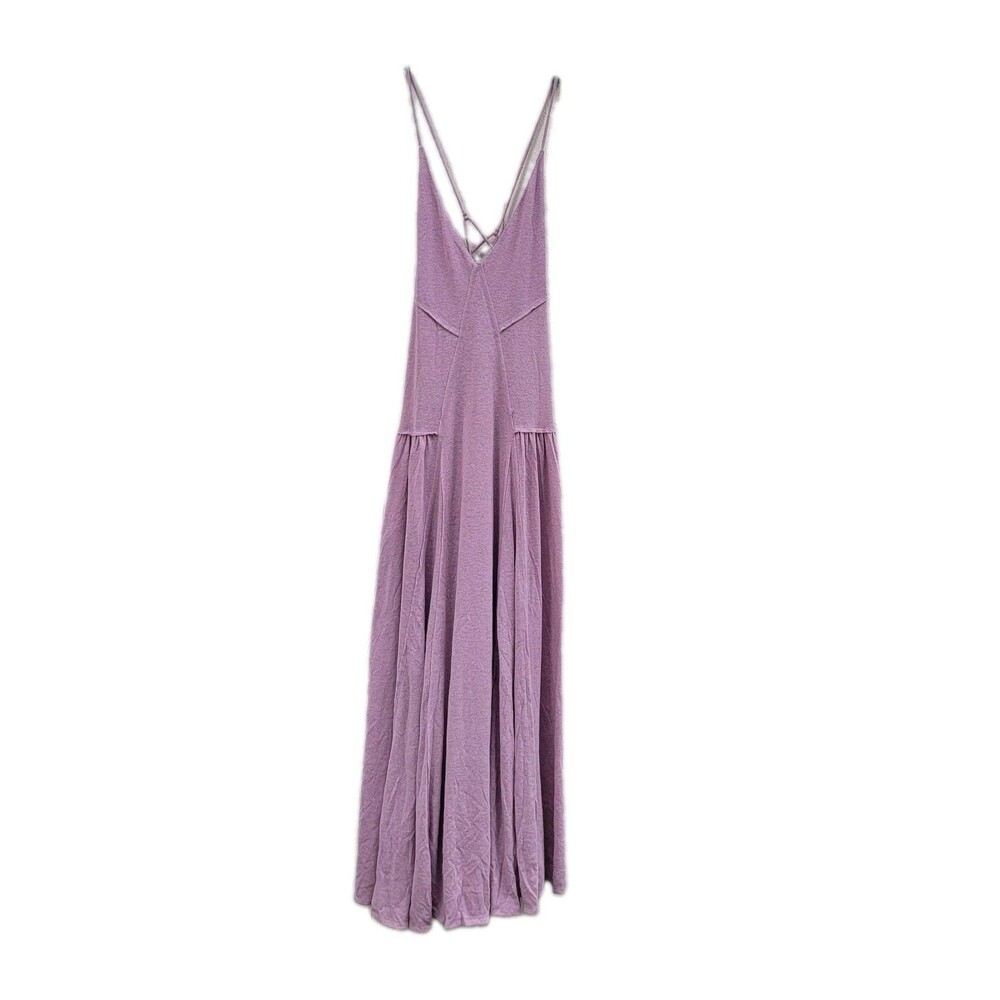 Free People beach Linen Blend Eros Maxi Dress sz S Lilac Beachy Coastal Boho